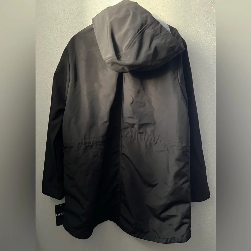 Lauren Ralph Lauren Water Repellent Cotton Blend Anorak in Black Size Large New - Picture 3 of 12